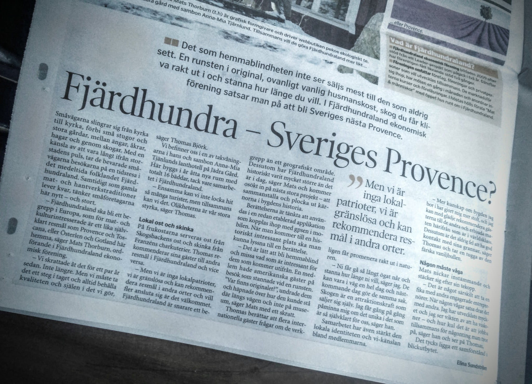 Artikel om Fjärdhundraland i Ena-Håbotidningen