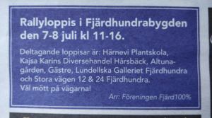 Advertisement for Rallyloppis