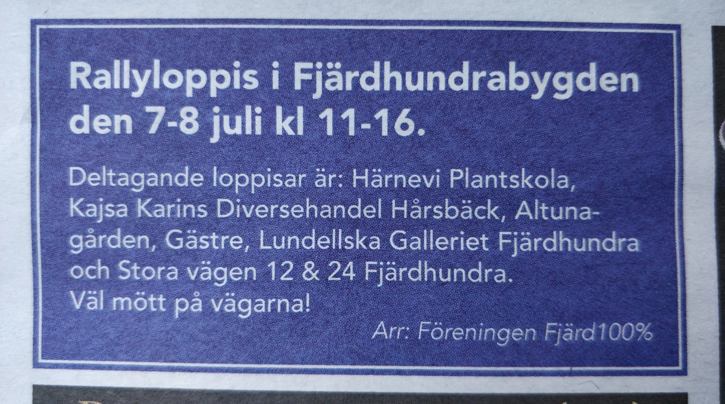 Annons för Rallyloppis