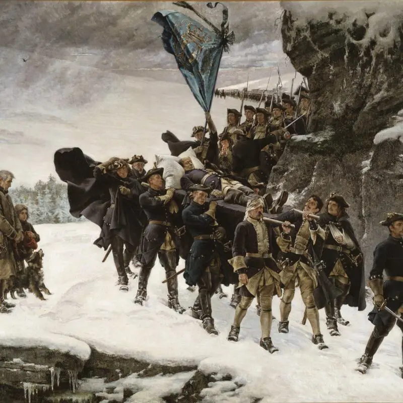 gustaf cederstrocc88m bringing home the body of king karl xii of sweden google art project